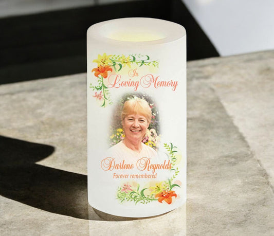 Lily Personalized Flameless LED Memorial Candle