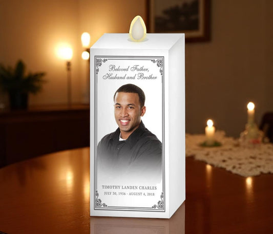Pillar Border Dancing Wick LED Memorial Candle
