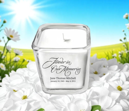 Forever In Our Memories Glass Cube Memorial Candle
