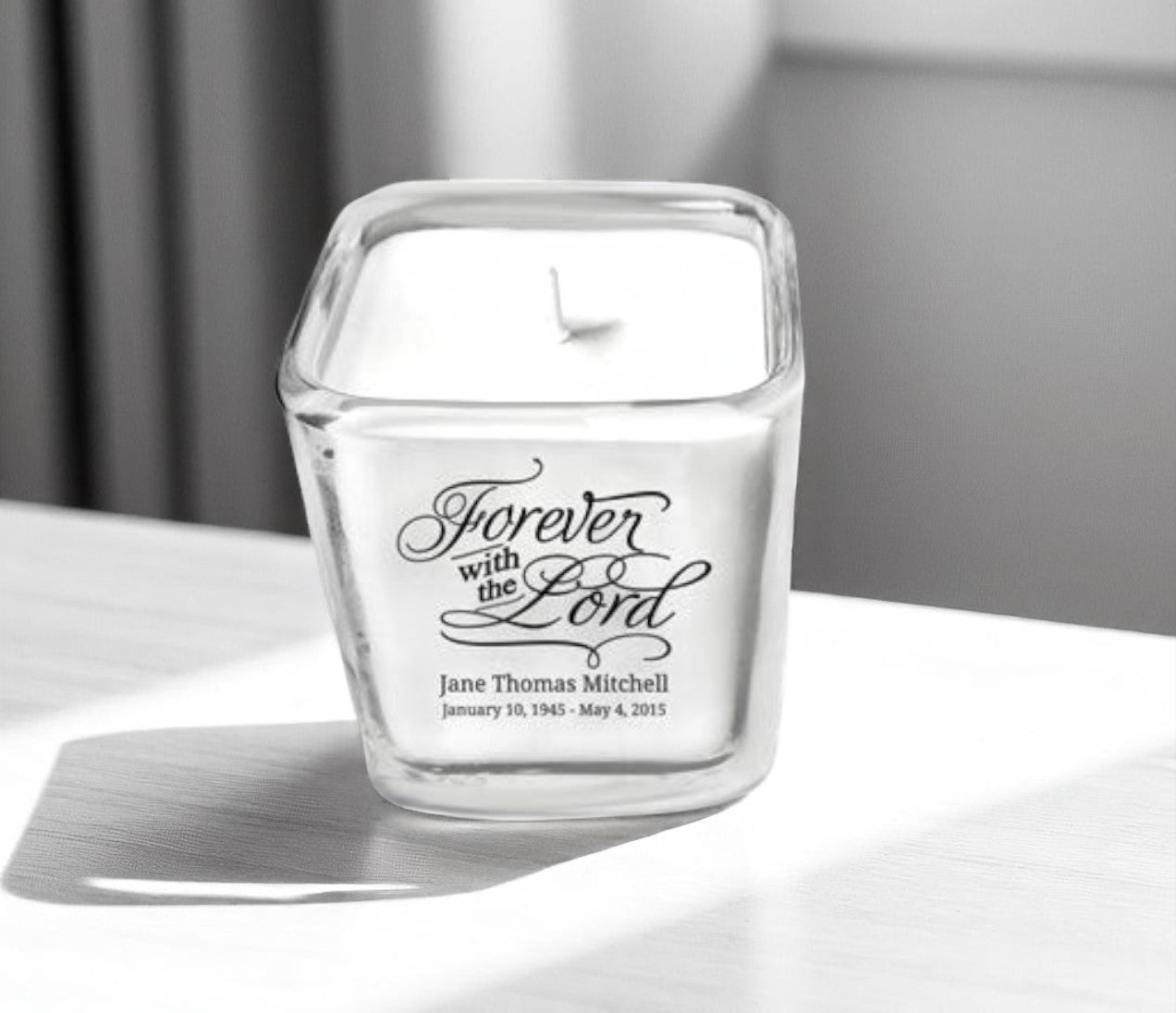 Forever With Lord Glass Cube Memorial Candle