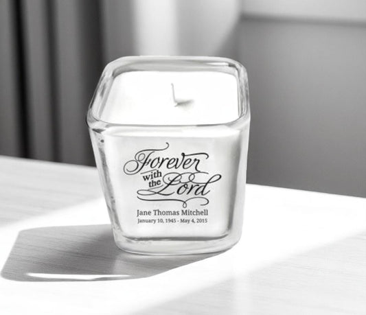 Forever With Lord Glass Cube Memorial Candle