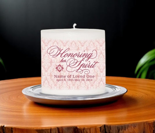 Honor Her Spirit Personalized Small Wax Memorial Candle