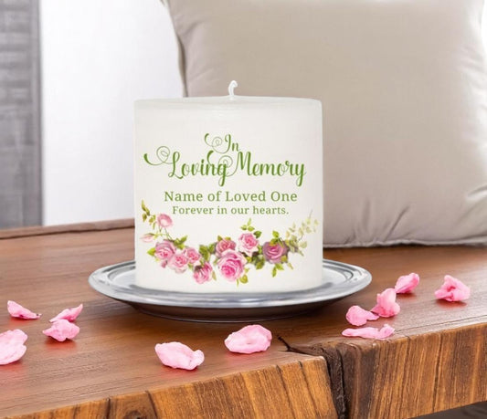 Pink Rosette Small Personalized Wax Candle