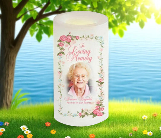 Blush Personalized Flameless LED Memorial Candle