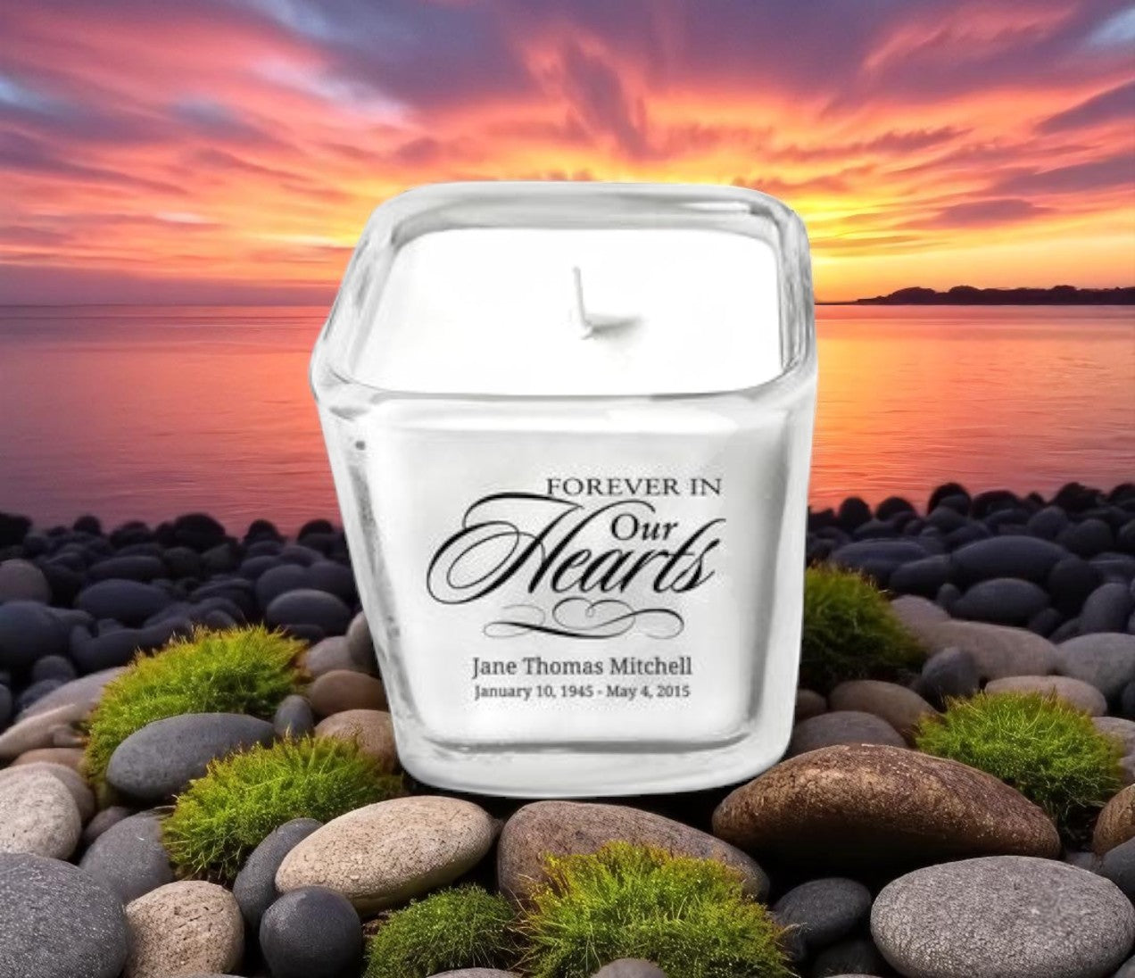 Forever In Our Hearts Glass Cube Candle