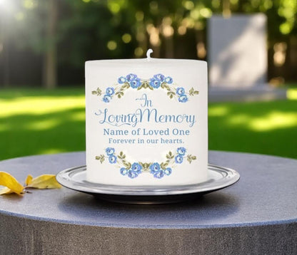 Blue Florals Small Personalized Wax Candle