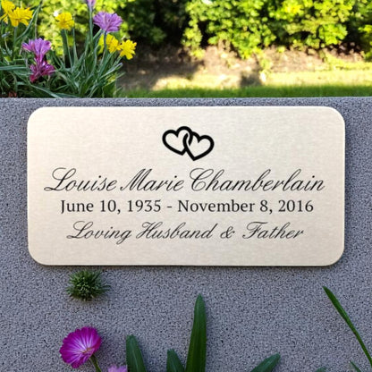 Personalized 1.5 x 3 Rounded Rectangle Memorial Urn Plate