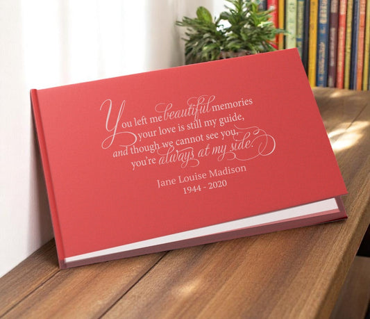 Beautiful Memories Landscape Linen Funeral Guest Book