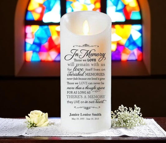 In Memory Dancing Wick LED Personalized Memorial Candle