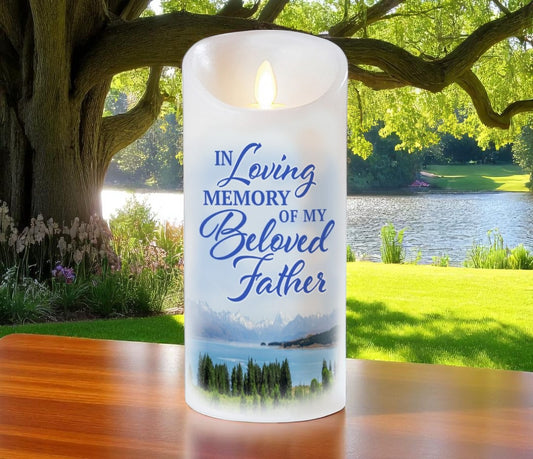 Beloved Father Dancing Wick LED Memorial Candle