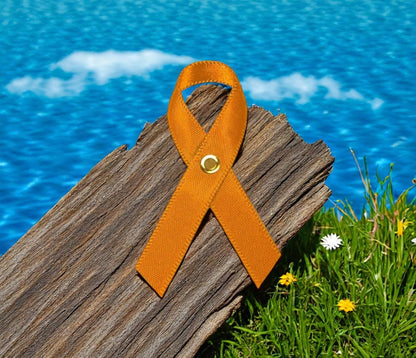 Mini Orange Cancer Ribbon, Awareness Ribbons - Pack of 10