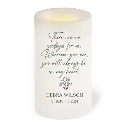 No Goodbyes Personalized Flameless LED Memorial Candle - Funeral Program - Site Funeral Programs & Templates