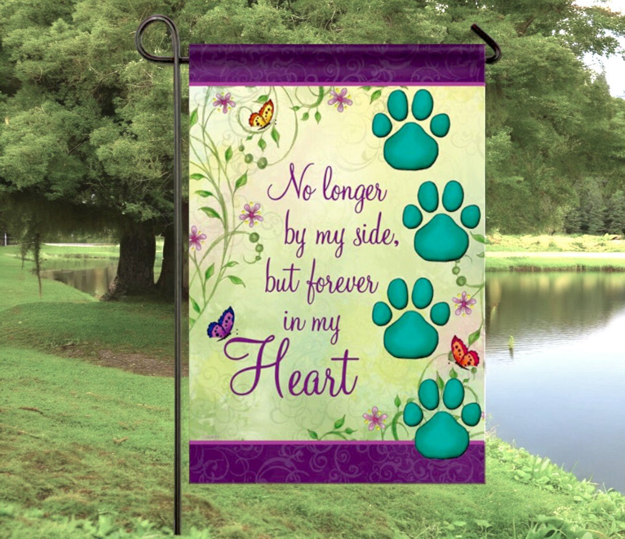 No Longer By My Side Garden or Cemetery Flag - Funeral Program - Site Funeral Programs & Templates