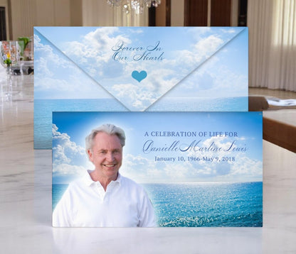 Ocean Breeze Envelope Fold Funeral Program Design & Print (Pack of 50)