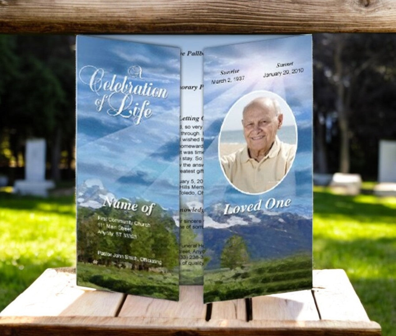 Outdoor Gatefold Funeral Program Template – Funeral Program-Site ...