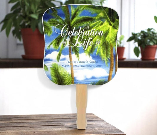 Paradise Memorial Fan With Wooden Handle (Pack of 10)