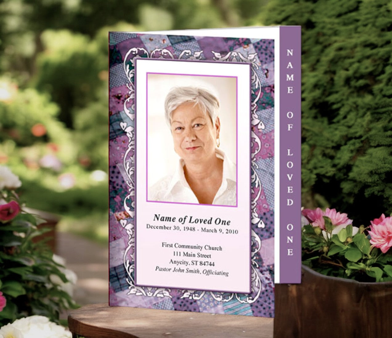 Patchwork 4-Sided Graduated Funeral Program Template - The Funeral Program Site