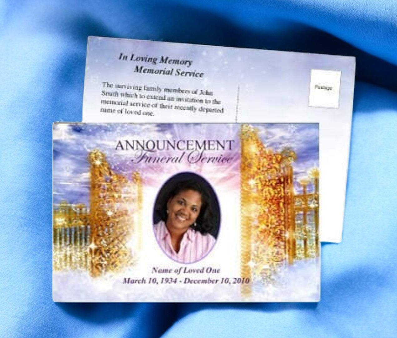 Pathway Funeral Announcement Postcard Template