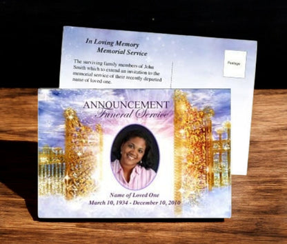 Pathway Funeral Announcement Postcard Template