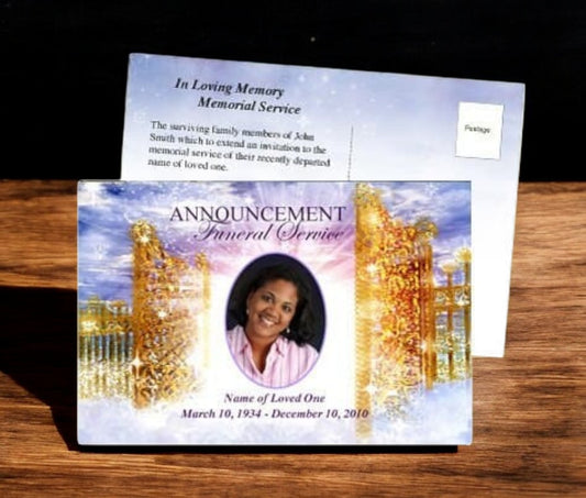 Pathway Funeral Announcement Postcard Template