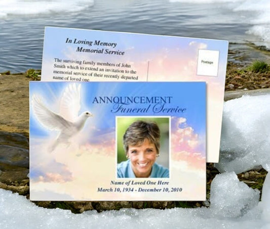 Peace Funeral Announcement Postcard Template