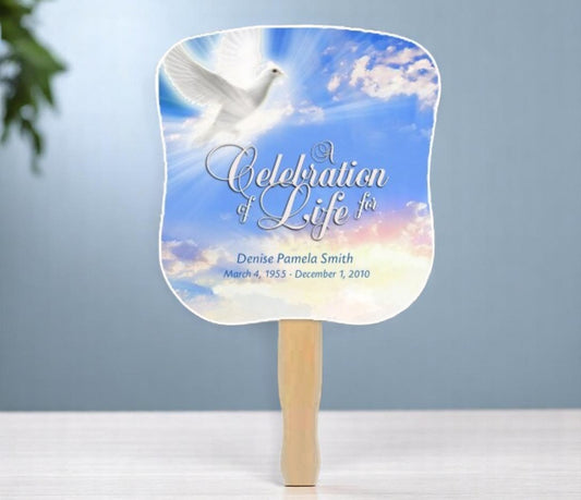 Peace Memorial Fan With Wooden Handle (Pack of 10)