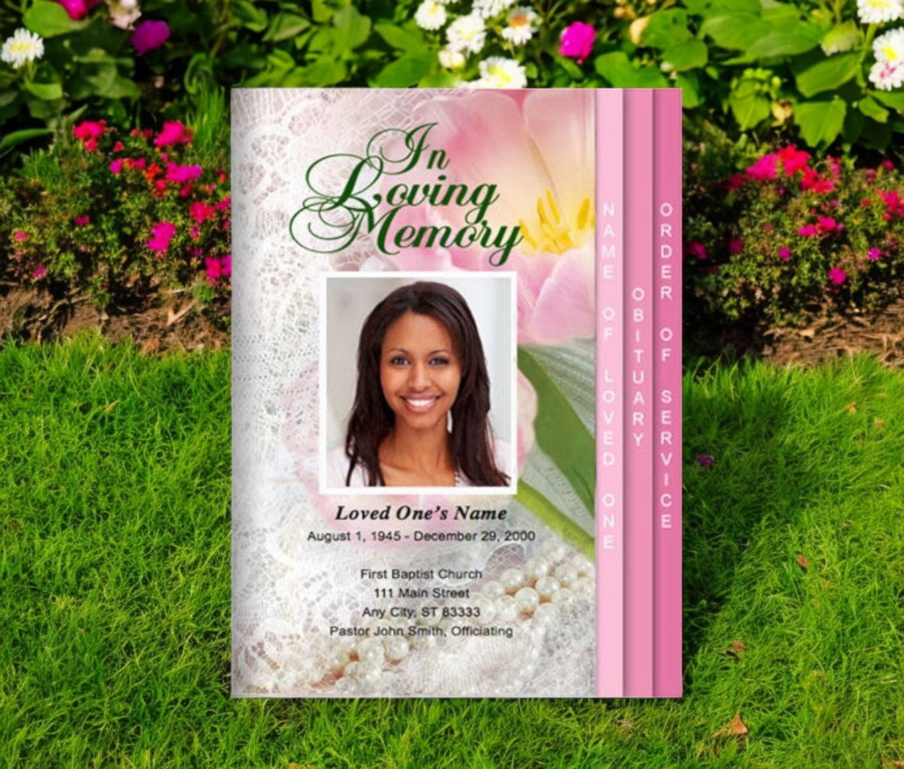 Pearls 8-Sided Funeral Graduated Program Template