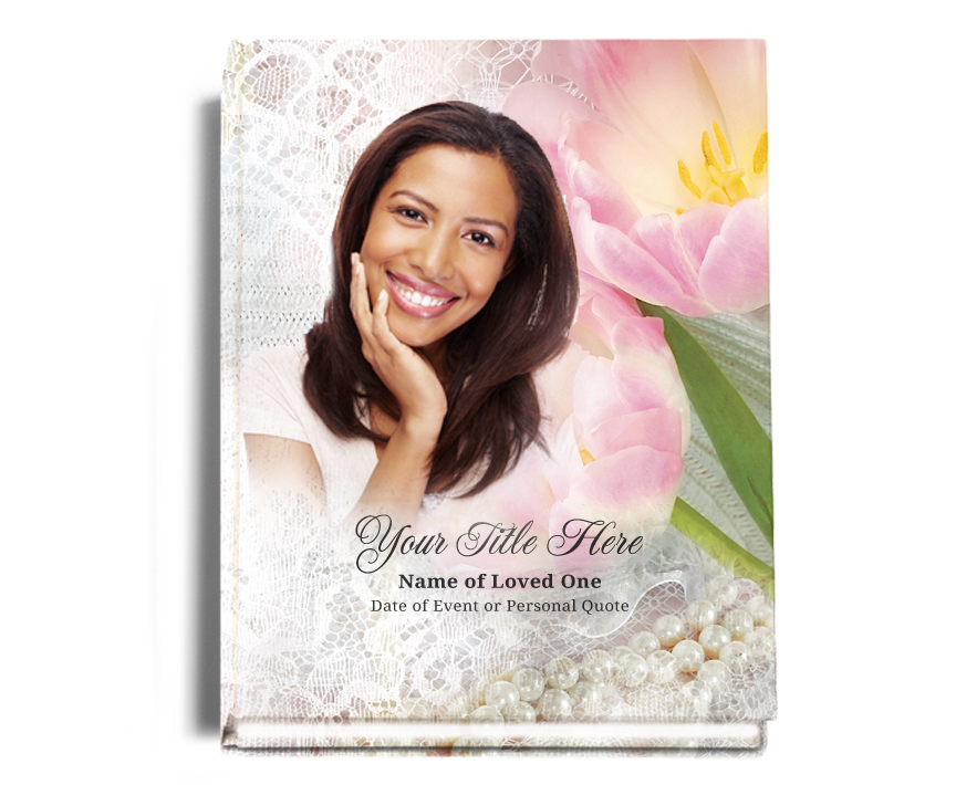 Pearls Perfect Bind Personalized Funeral Guest Book Funeral Program