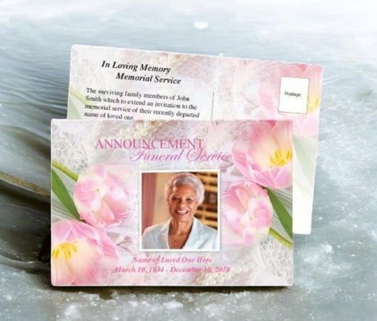 Pearls Funeral Announcement Postcard Template