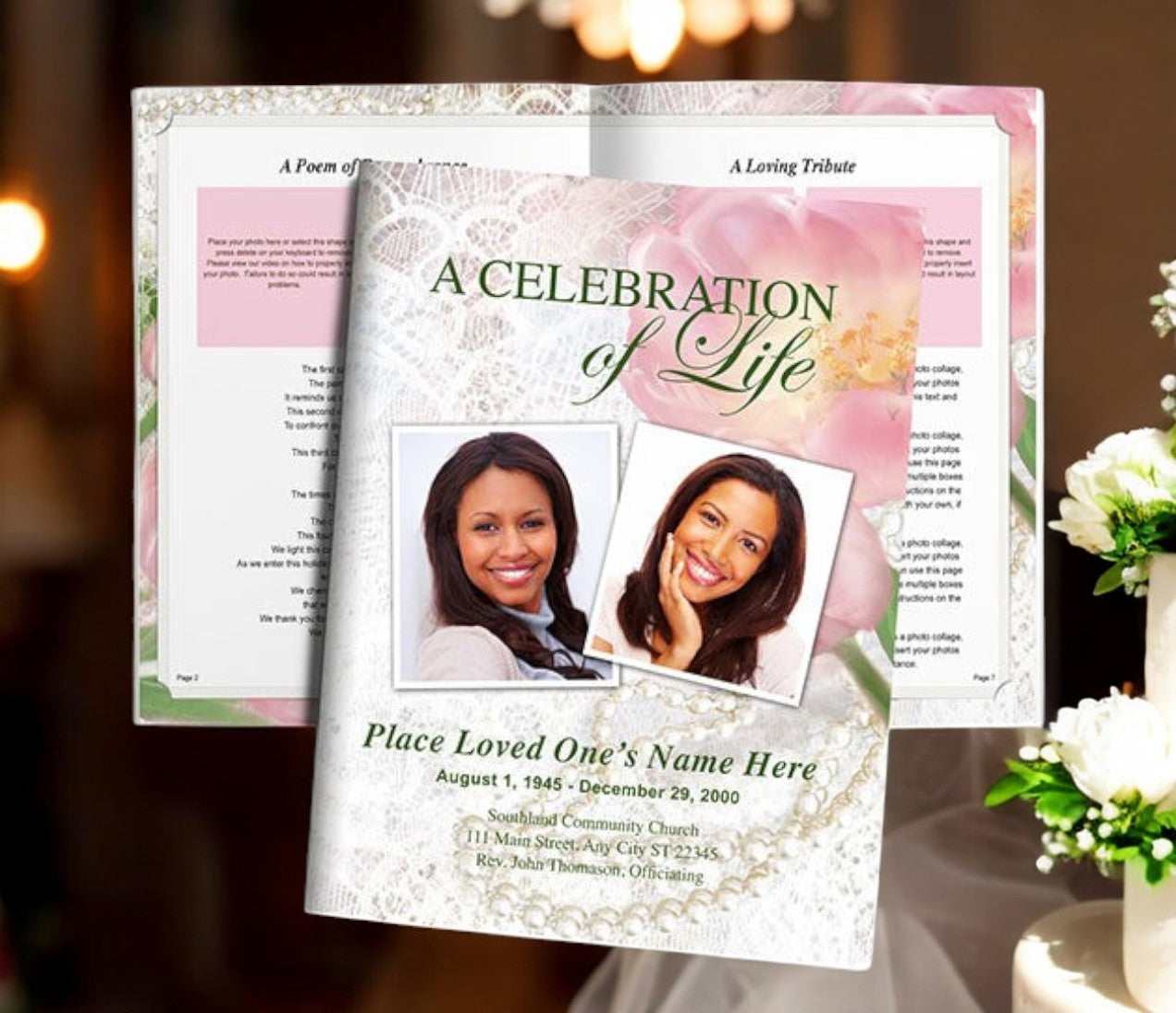 Pearls Funeral Booklet Template