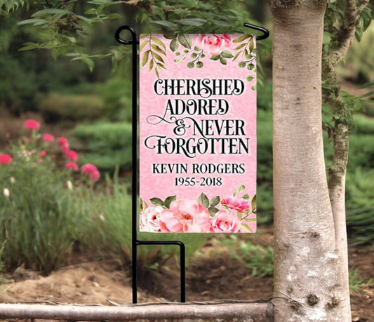 Personalized Cherished Memorial Garden or Cemetery Flag - Funeral Program - Site Funeral Programs & Templates