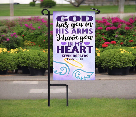 Personalized God Has You Memorial Garden or Cemetery Flag - Funeral Program - Site Funeral Programs & Templates