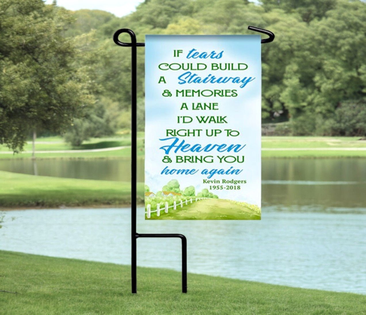 Personalized If Tears Stairway Memorial Garden or Cemetery Flag - Funeral Program - Site Funeral Programs & Templates