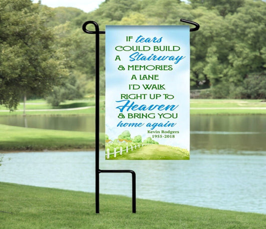 Personalized If Tears Stairway Memorial Garden or Cemetery Flag - Funeral Program - Site Funeral Programs & Templates