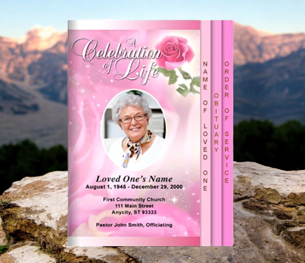 Funeral Program Particles Petals 8-Sided Graduated Funeral Program Template – Funeral Program ...