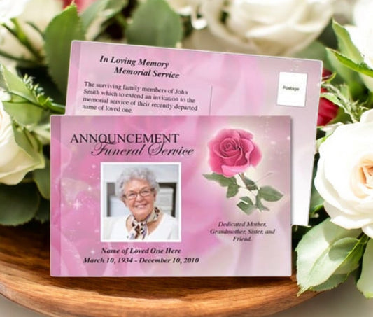 Petals Funeral Announcement Postcard Template