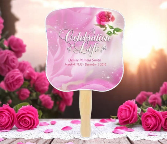 Petals Memorial Fan With Wooden Handle (Pack of 10)