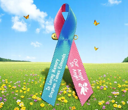Blue Pink Awareness Ribbon Child Loss Baby - Pack of 10