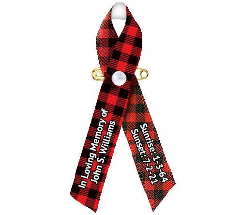 Plaid Custom Memorial Awareness Ribbon - Pack of 10