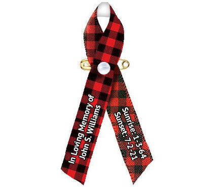 Plaid Custom Memorial Awareness Ribbon - Pack of 10