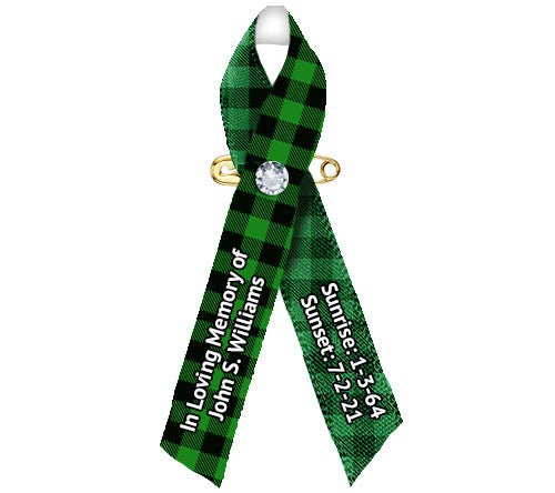 Plaid Custom Memorial Awareness Ribbon - Pack of 10