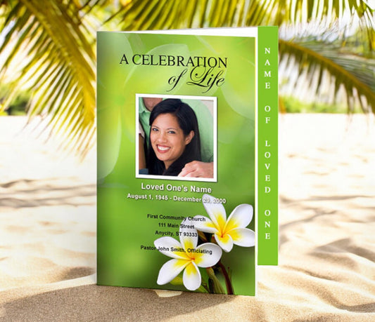 Plumeria 4-Sided Graduated Funeral Program Template