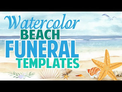 Beach Watercolor Funeral Program Template