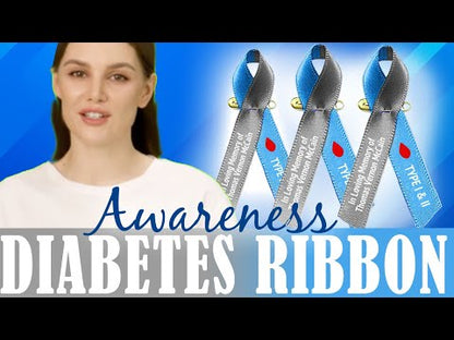 Diabetes Personalized Awareness Ribbon (Teal-Gray) Pack of 10