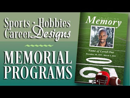 Navy Blue-Silver Football Team Color Funeral Program Template