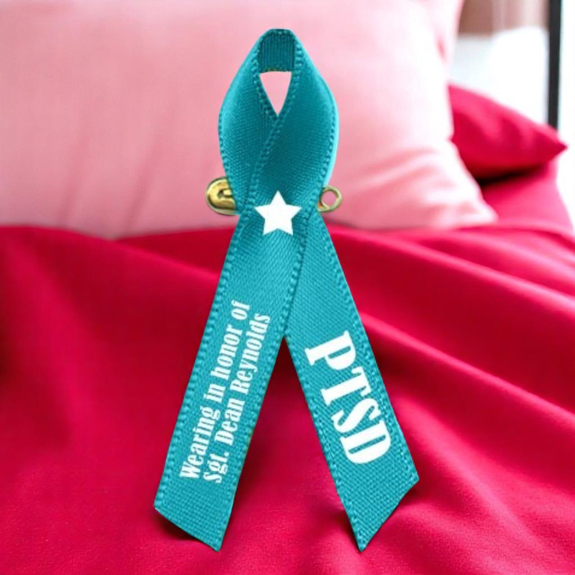 Ptds Ribbon PTSD Awareness Personalized Ribbon | Teal Turquoise Ribbon – Funeral ...