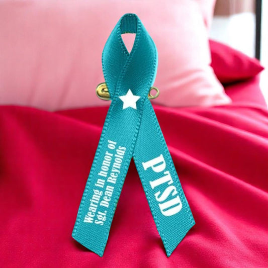 PTSD Awareness Personalized Ribbon (Teal) - Pack of 10