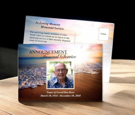 Radiance Funeral Announcement Postcard Template