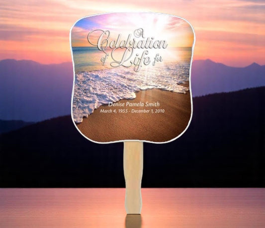 Radiance Memorial Fan With Wooden Handle (Pack of 10)