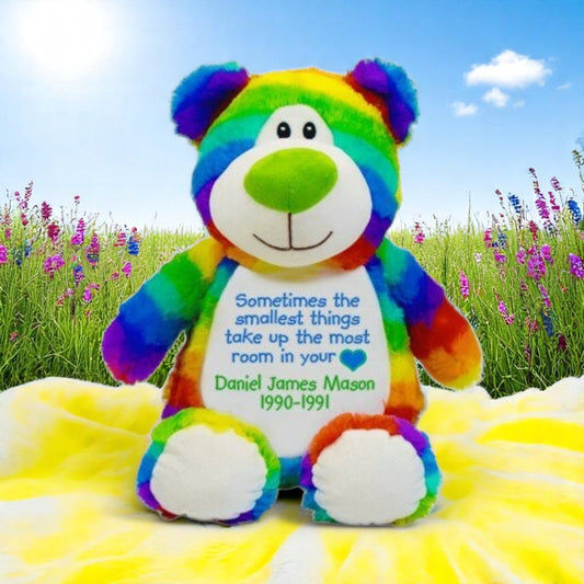 Rainbow Teddy Memorial Stuffed Animal-Urn